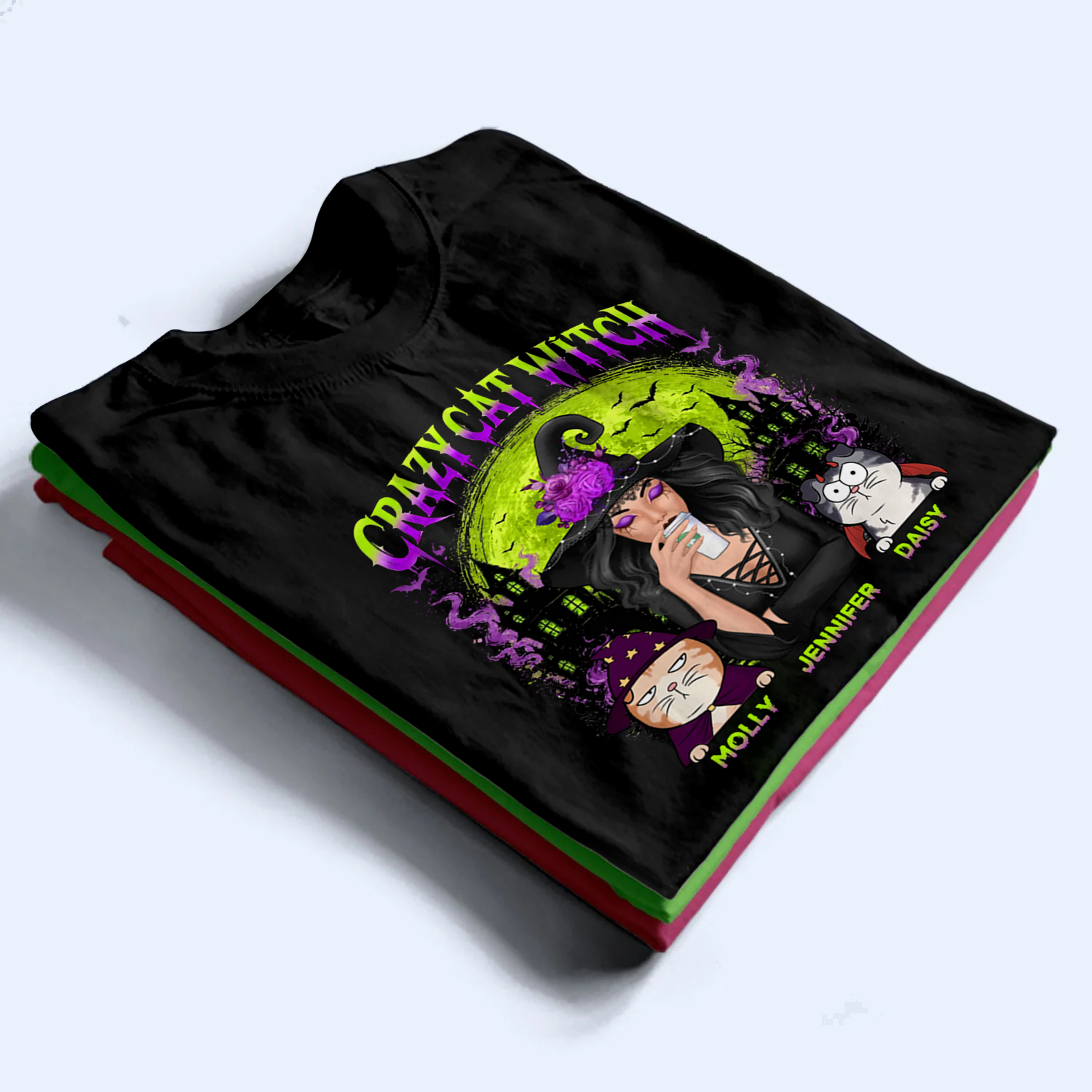 Crazy Cat Witch - Personalized Custom T Shirt - Halloween Gift for Cat Lovers, Cat Mom