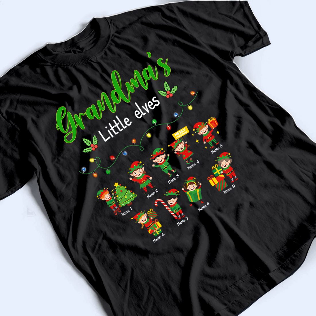 Grandma's Elves - Personalized Custom T Shirt - Birthday, Loving, Funny Gift for Grandfather/Dad/Father, Husband, Grandparent - Suzitee Store