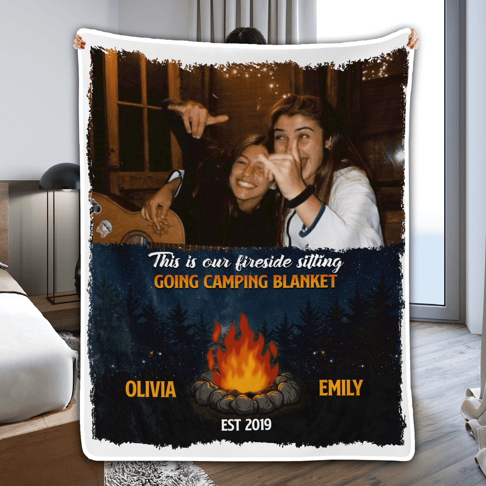 Personalized Camping Photo Blanket fleece blanket, product with name options