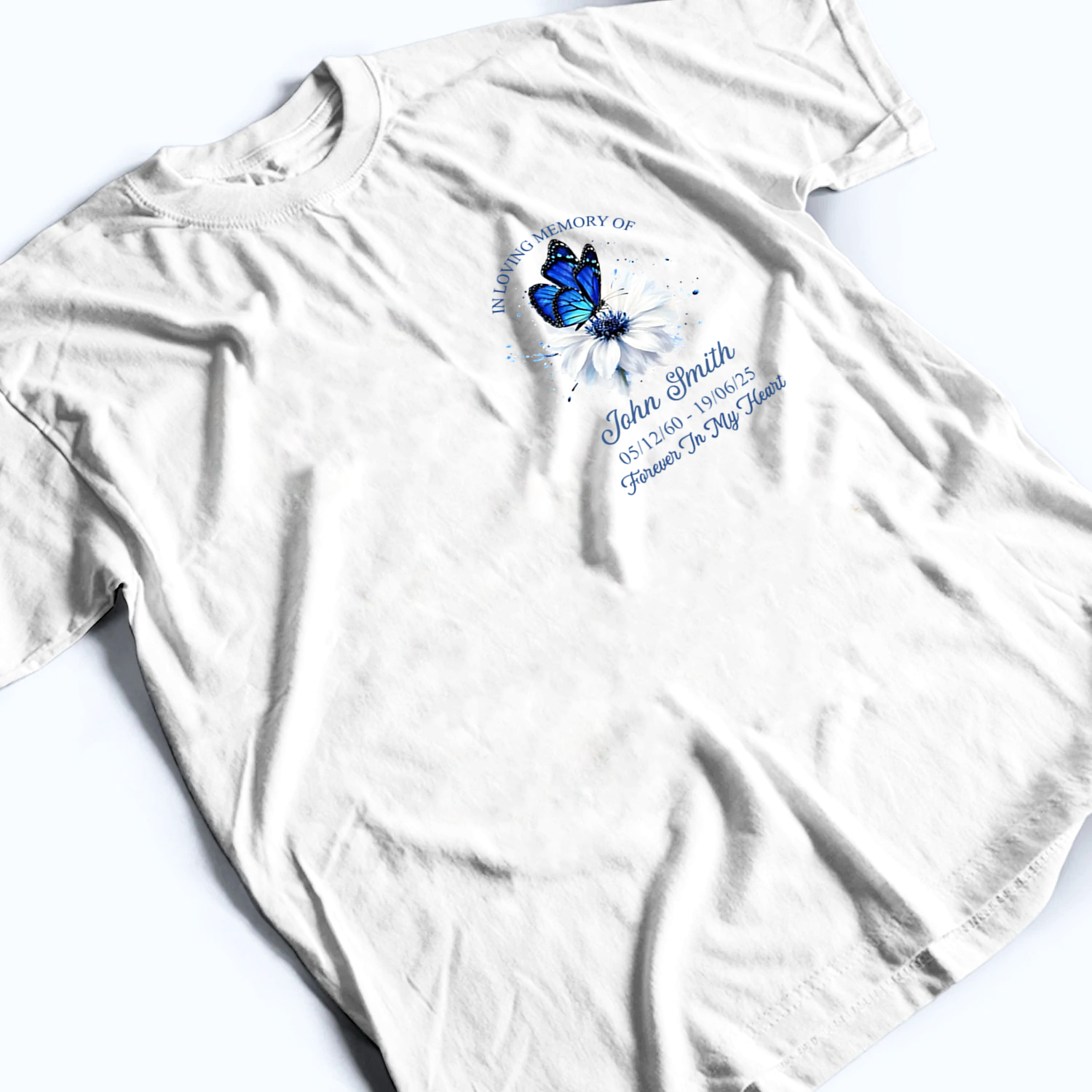 Memorial Butterfly Forever In My Heart - Personalized Custom Shirt - Memorial Sympathy Gifts For Loss Of Mom, Dad