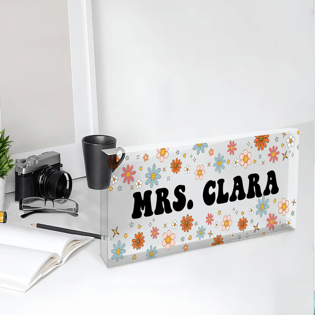 Personalized Flower Teacher Name acrylic plaque, alternate view 4