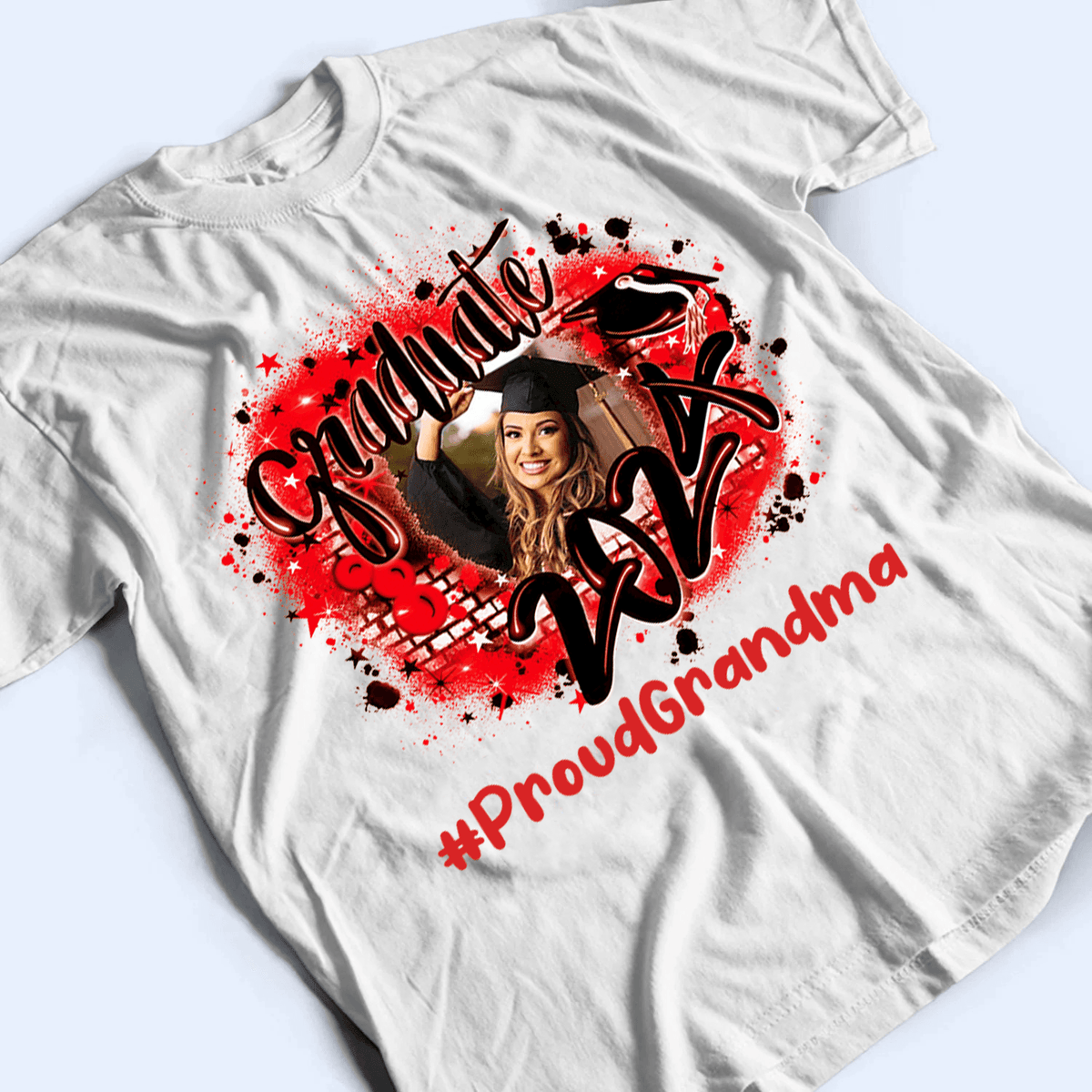 Custom Photo Proud Family Graduation 2024 Hashtag - Personalized Custom T Shirt - Birthday, Loving, Funny Gift for Grandma/Nana/Mimi, Mom, Wife, Grandparent - Suzitee Store