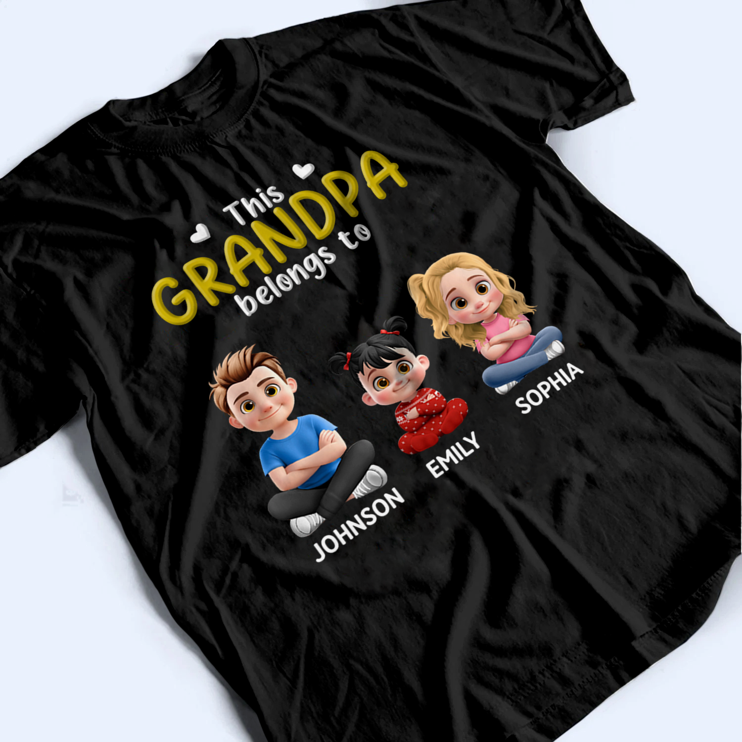 3D Effect Kid Cross Arm This Grandpa/Grandma Belongs To - Personalized Custom T Shirt - Gift For Grandpa/Grandma, Dad/Mom