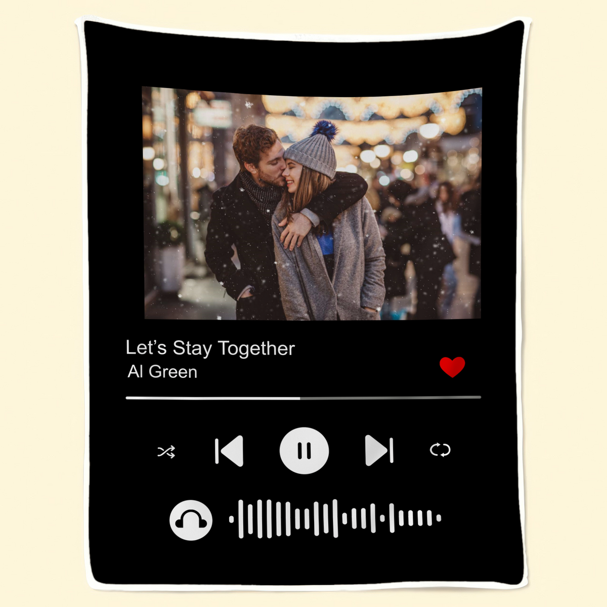 Couple Photo Blanket with Song - Personalized Music Favorite Gift for Girlfriend, Boyfriend, Husband, Wife | Valentine, Birthday, Anniversary