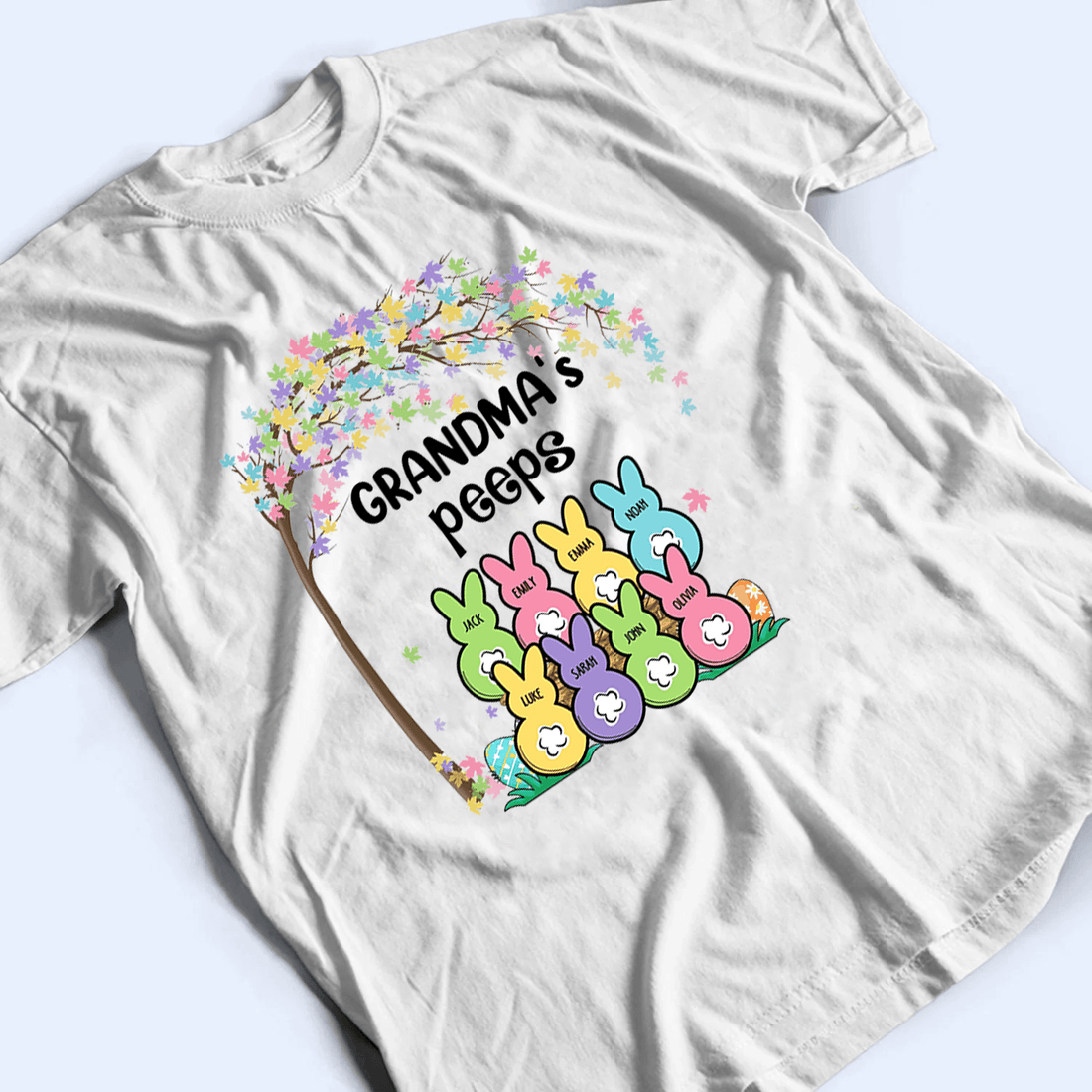 Grandma's Bunnies Easter Custom Kid's Name - Personalized Custom T Shirt - Easter, Birthday, Loving, Funny Gift for Grandma/Nana/Mimi, Mom, Wife, Grandparent - Suzitee Store