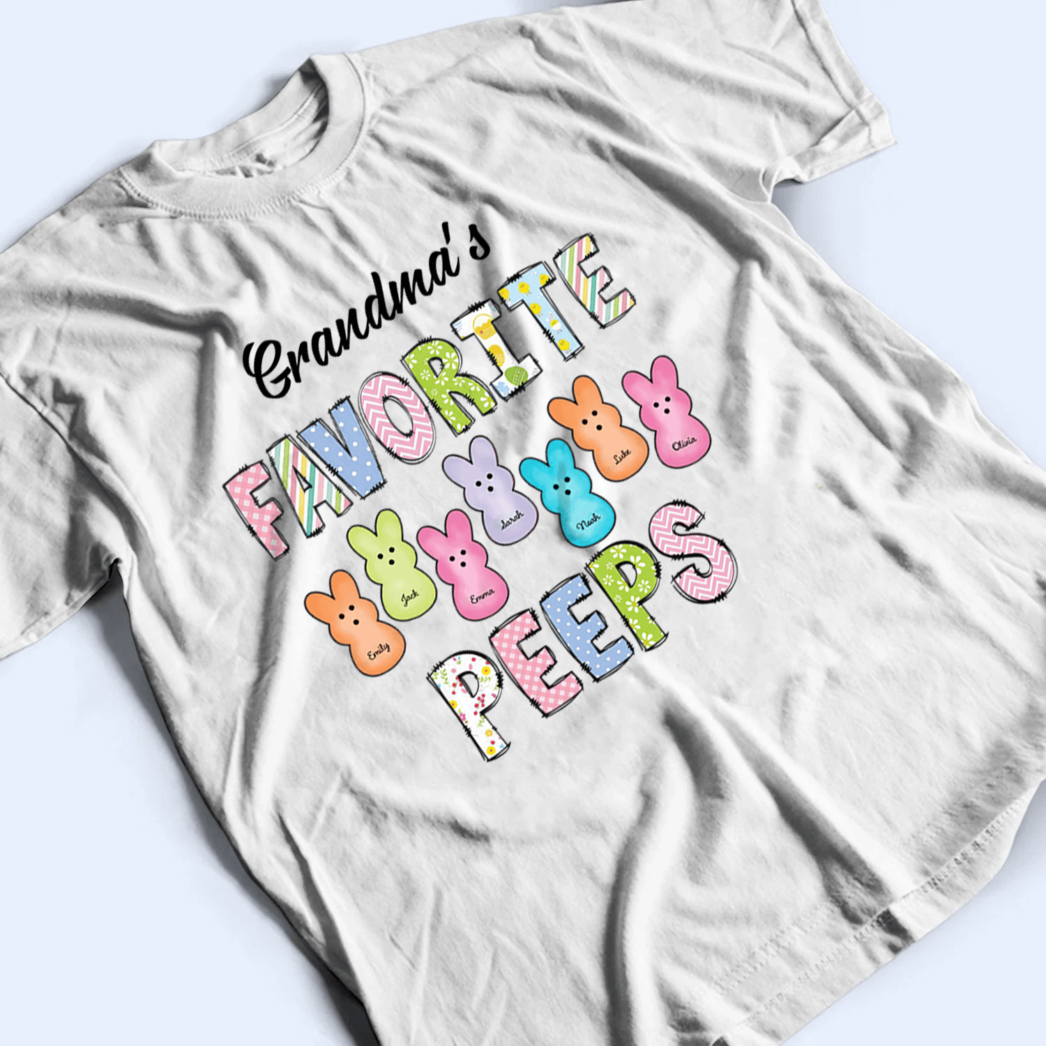 Grandma's Favorite Bunnies Easter - Personalized Custom T Shirt - Easter, Birthday, Loving, Funny Gift for Grandma/Nana/Mimi, Mom, Wife, Grandparent - Suzitee Store