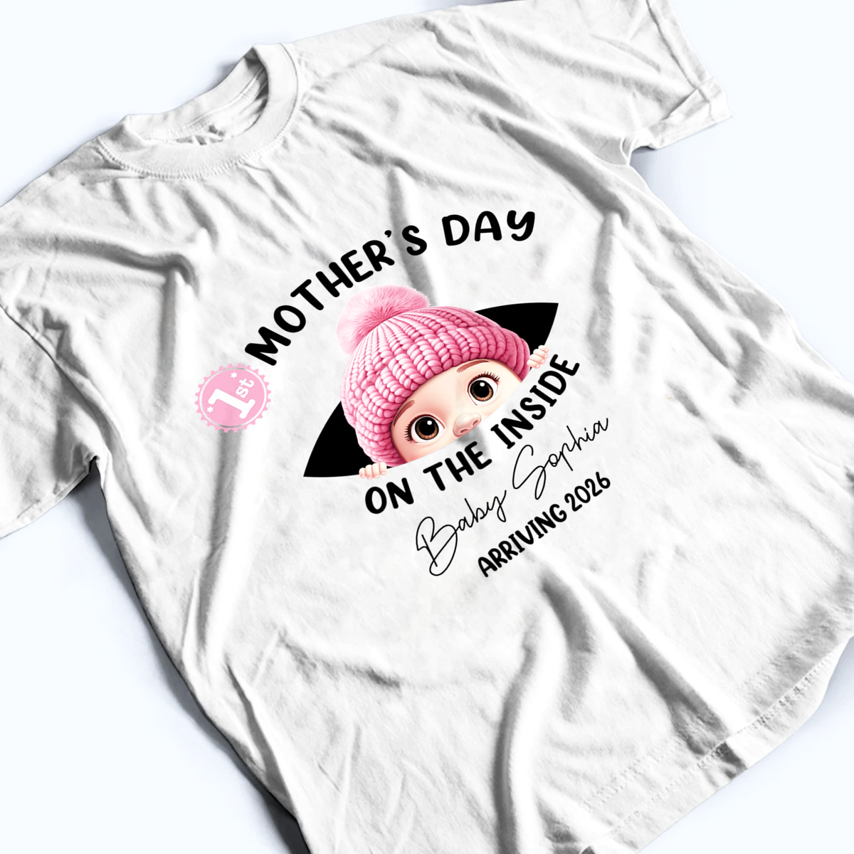 Baby First Year On The Inside With Mom - Personalized Custom T Shirt - Mother's Day Gift For First Mom, New Mom Gift