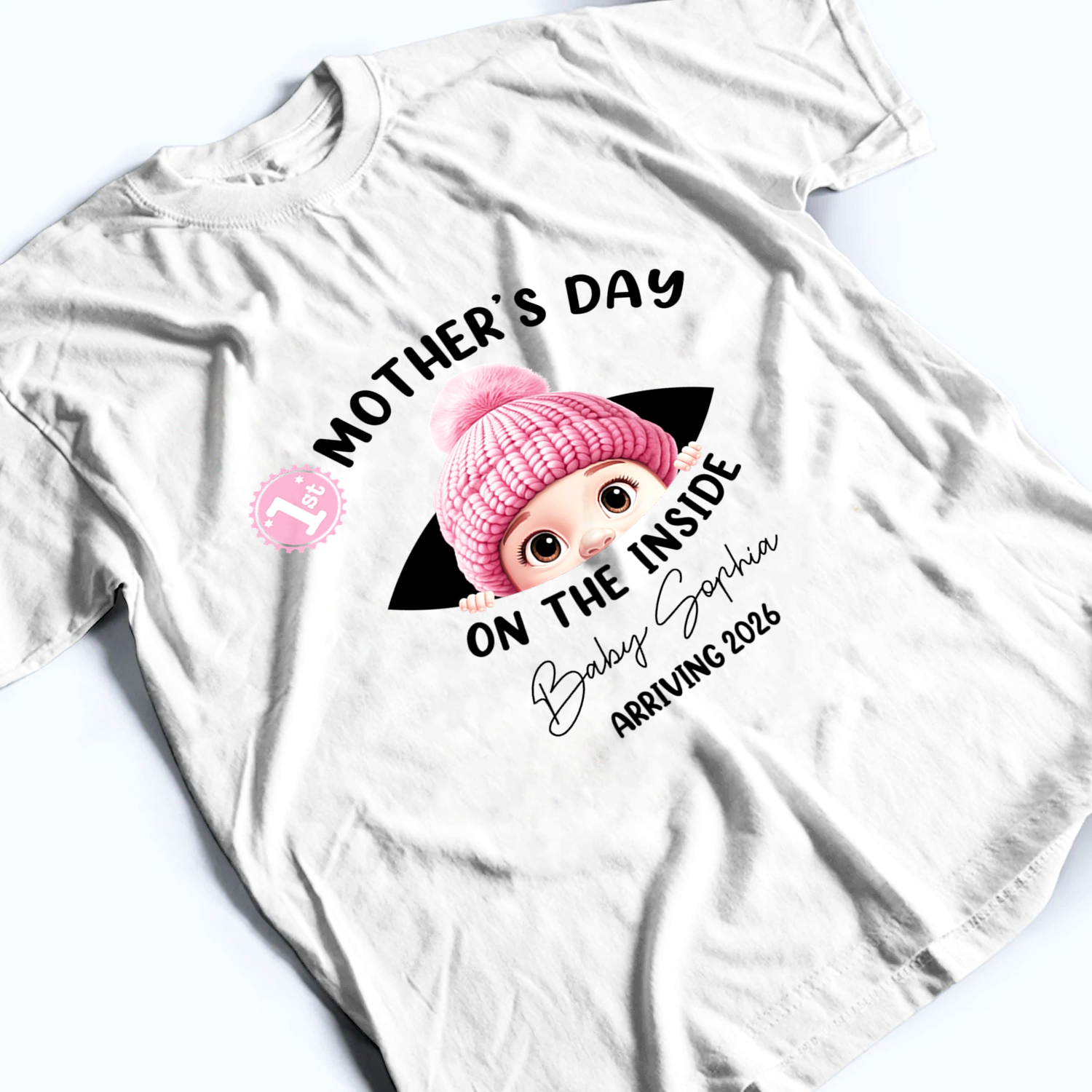 Baby First Year On The Inside With Mom - Personalized Custom T Shirt - Mother's Day Gift For First Mom, New Mom Gift