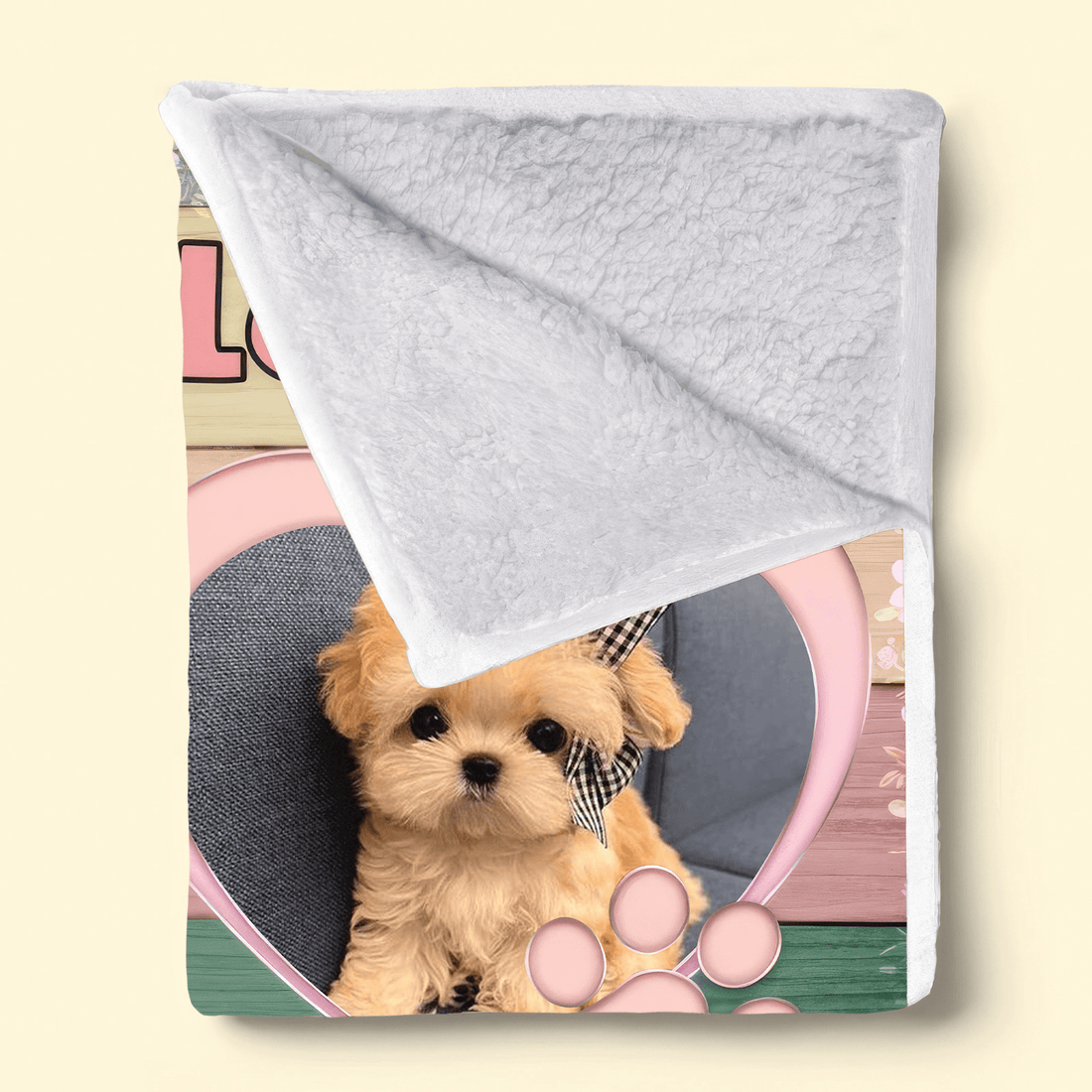 Custom Photo No Longer By Our Side But Forever In Our Hearts fleece blanket, sherpa reverse side folded back