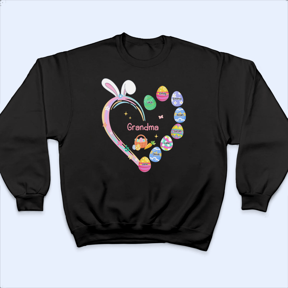 Grandma Easter Heart With Grandkids Bunny - Personalized Custom T Shirt - Easter, Birthday, Loving, Funny Gift for Grandma/Nana/Mimi, Mom, Wife, Grandparent - Suzitee Store