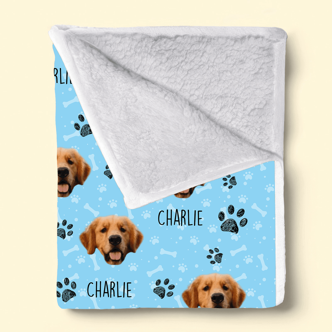 Personalized Custom Photo Colorful Upload Pet Image fleece blanket, spread across a bed