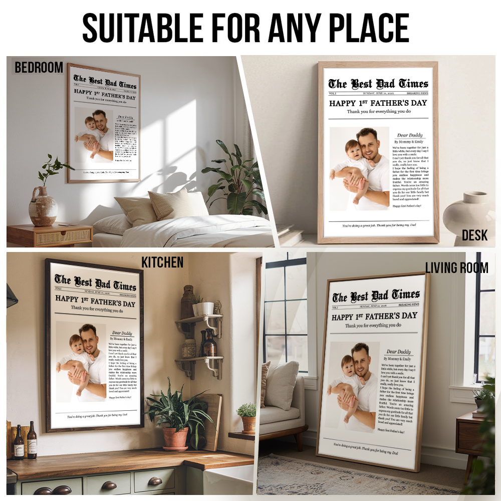 Happy 1st Father's Day Thank You For Everything - Personalized Poster/Canvas Prints - Father's Day Gift For New Dad, Daddy