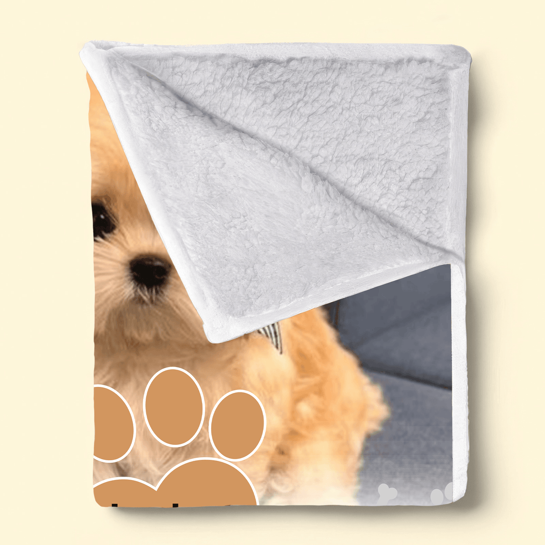 Custom Photo Memorial Pet When You Miss Me, Hug This Blanket fleece blanket, sherpa reverse side folded back
