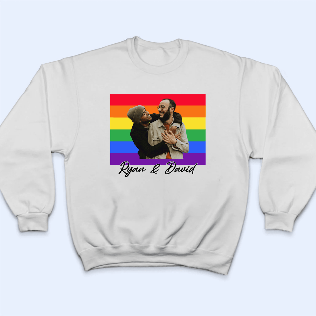 Custom Photo Love Is Love Pride Flag LGBT Couple t-shirt, alternate view 5