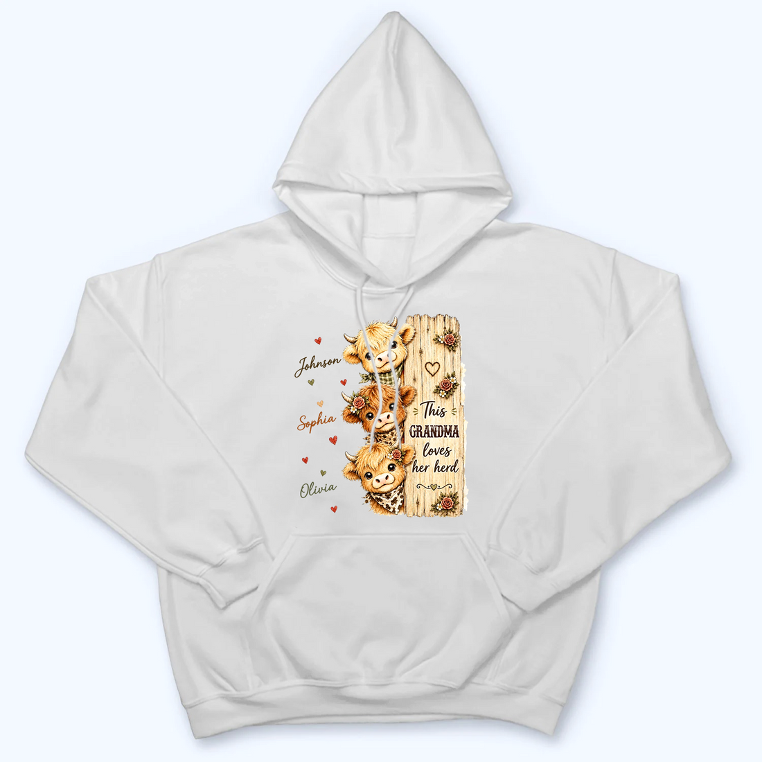 This Grandma Loves Her Herd Highland Cow - Personalized Custom T Shirt - Fall Season, Halloween Gift for Grandma/Nana/Mimi, Mom, Wife