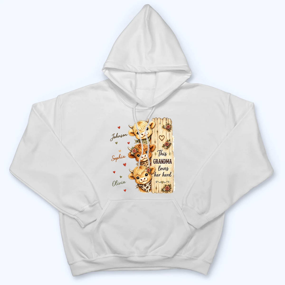 This Grandma Loves Her Herd Highland Cow - Personalized Custom T Shirt - Fall Season, Halloween Gift for Grandma/Nana/Mimi, Mom, Wife