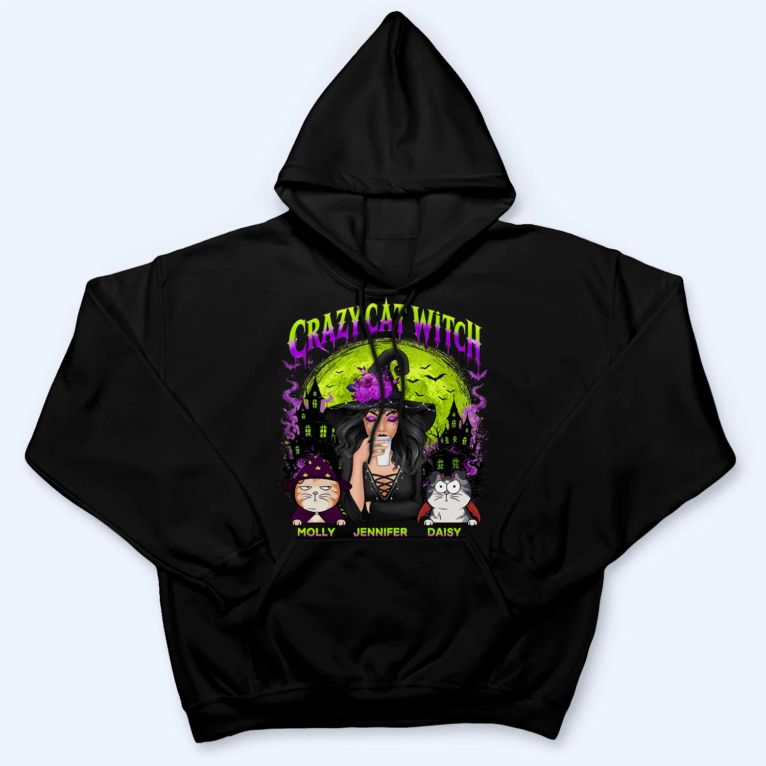 Crazy Cat Witch - Personalized Custom T Shirt - Halloween Gift for Cat Lovers, Cat Mom