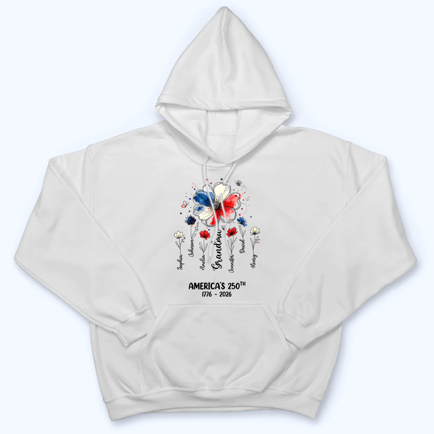 Proud Mom Grandma Flowers American 250th Anniversary - Personalized Custom Shirt - Gift For Mom, Grandma