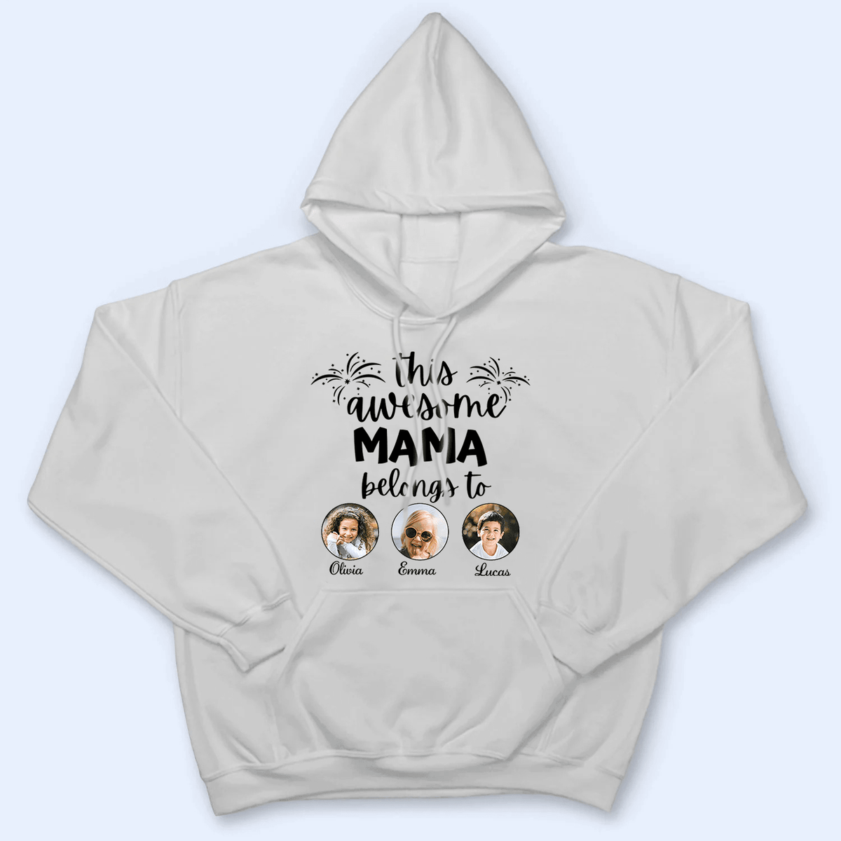 Custom Photo This Awesome Mama Belongs To - Personalized Custom T Shirt - Gift for Grandma/Nana/Mimi, Mom, Wife, Grandparent - Suzitee Store