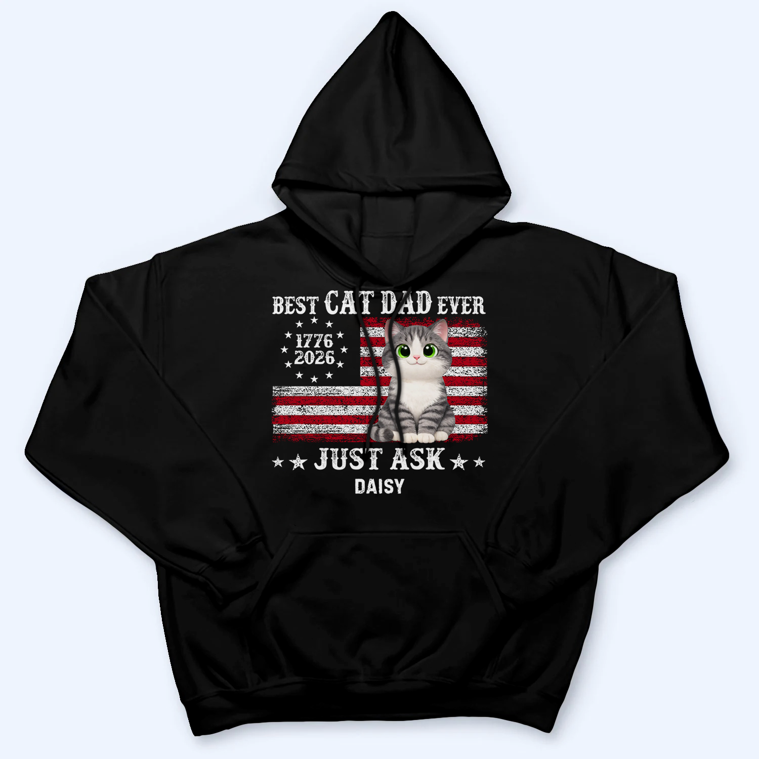 Proud Best Cat Dad Ever Nation Flag - Personalized Custom T-Shirt - 250th Anniversary Gift For Cat Dad, Cat Lovers