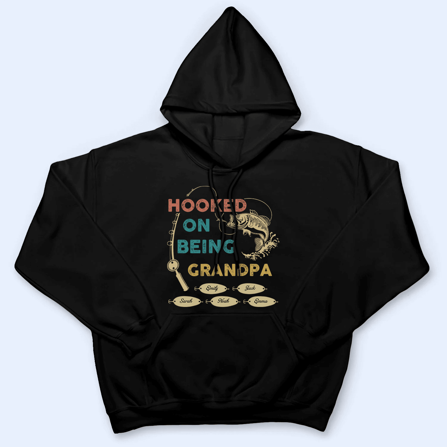 Hooked On Being Grandpa Fishing - Personalized Custom T Shirt - Father's Day Gift for Dad, Papa, Grandpa, Daddy, Dada - Suzitee Store