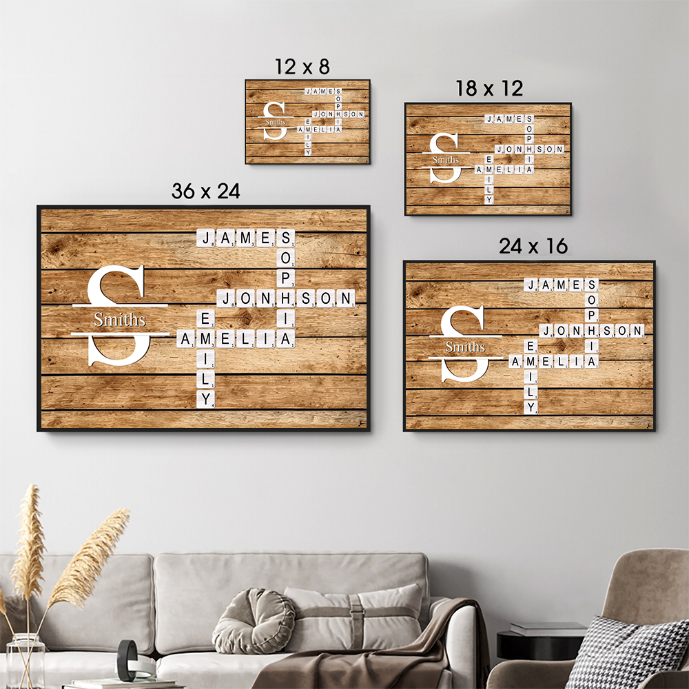 Family Name Crossword - Personalized Poster/Canvas Prints - Gift For Family Members, Mom and Dad