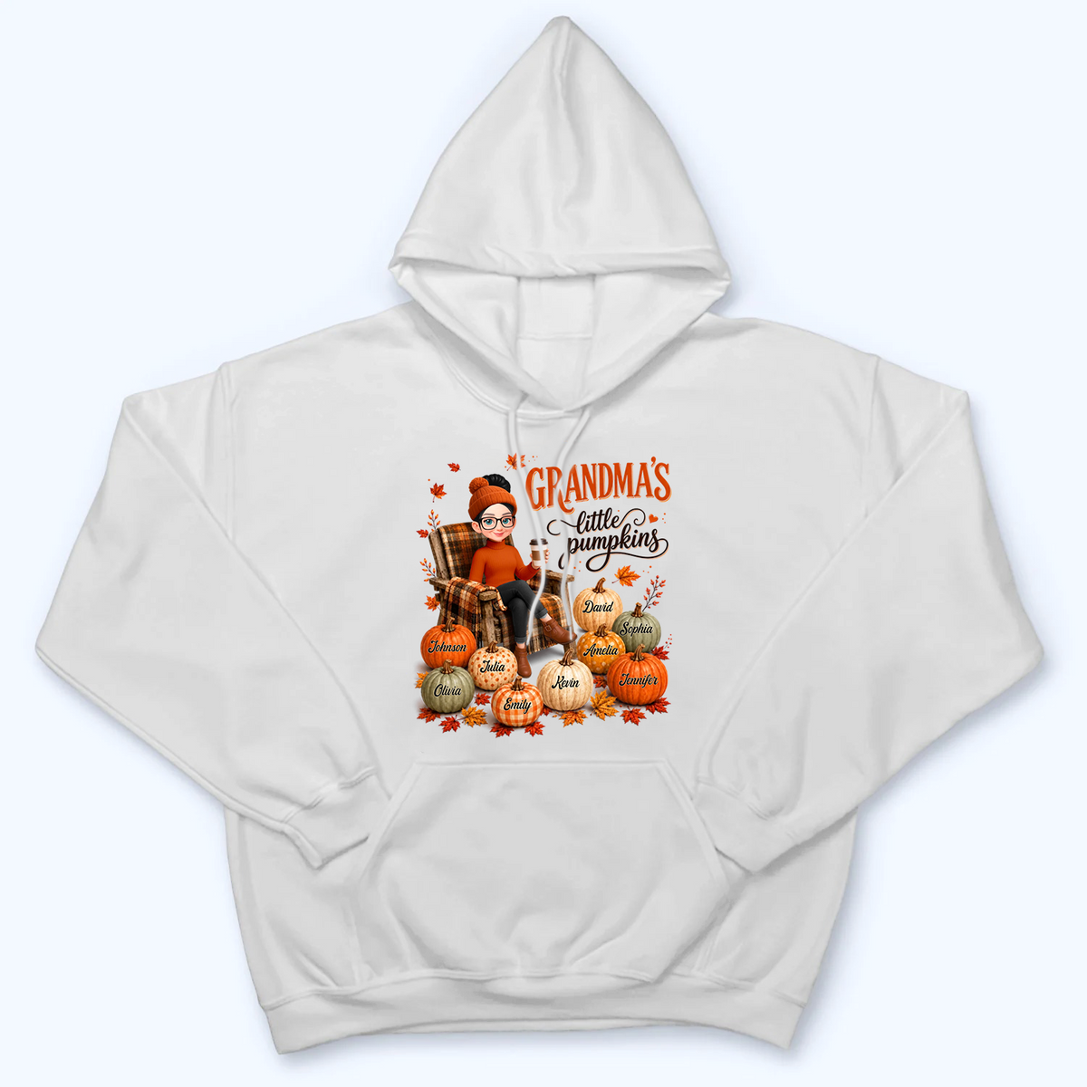 Grandma's Little Pumpkins - Personalized Custom T Shirt - Fall Season, Halloween Gift for Grandma/Nana/Mimi, Mom, Wife