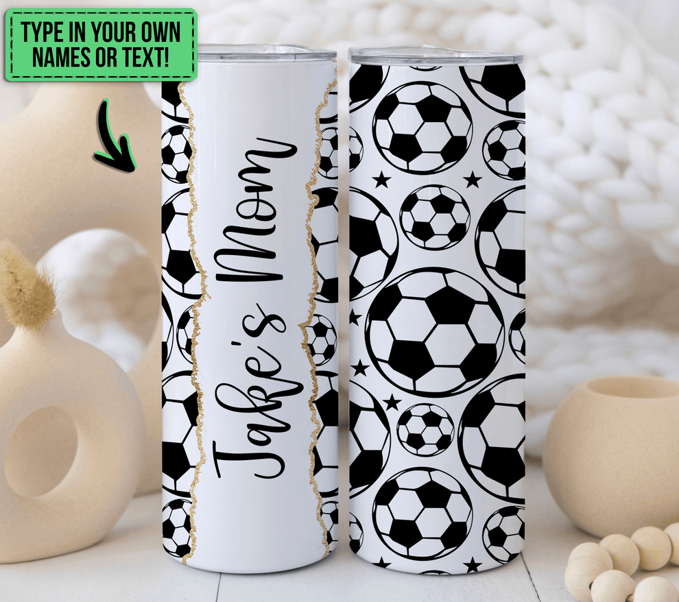 Personalized Doodle Sport Ball skinny tumbler, main view
