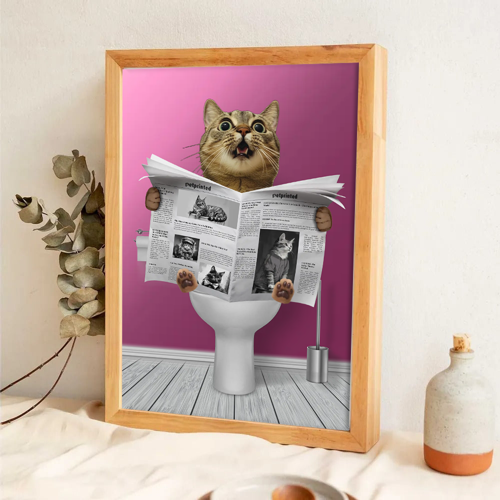 Personalized Custom Photo Important meeting Cat Lovers canvas print, a woman hanging the framed print on a wall