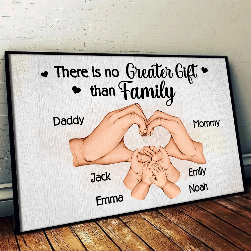 Family Hand Heart - Custom Canvas Prints - Personalized Gift For Mom, Dad, Family, Wife, Husband