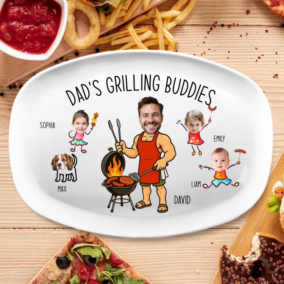 Custom Photo Dad’s Grilling Buddies platter, main view
