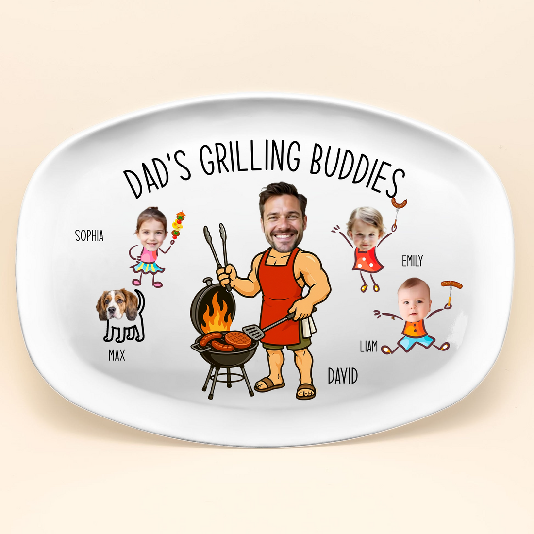 Custom Photo Dad’s Grilling Buddies platter, alternate view 5
