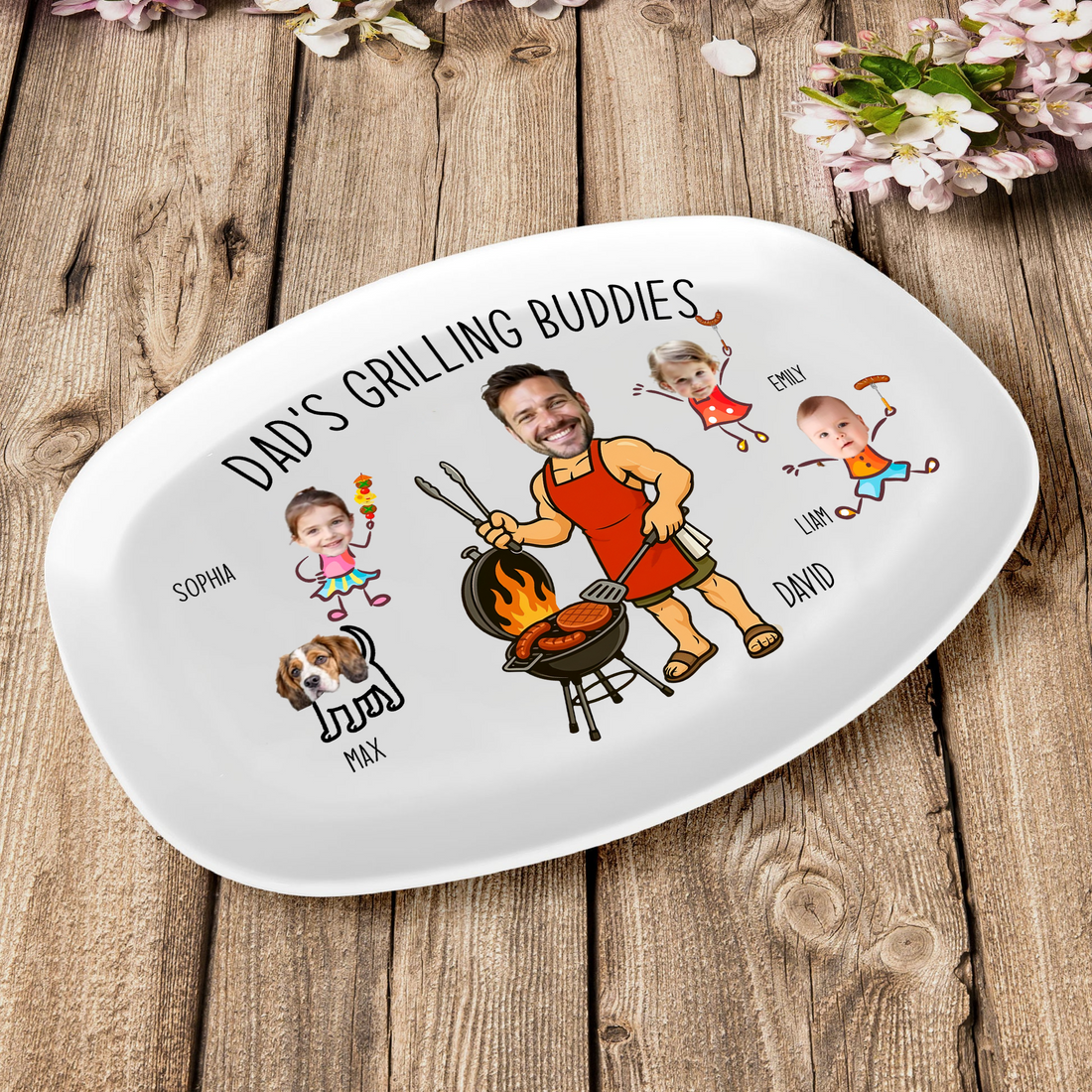 Custom Photo Dad’s Grilling Buddies platter, alternate view 4
