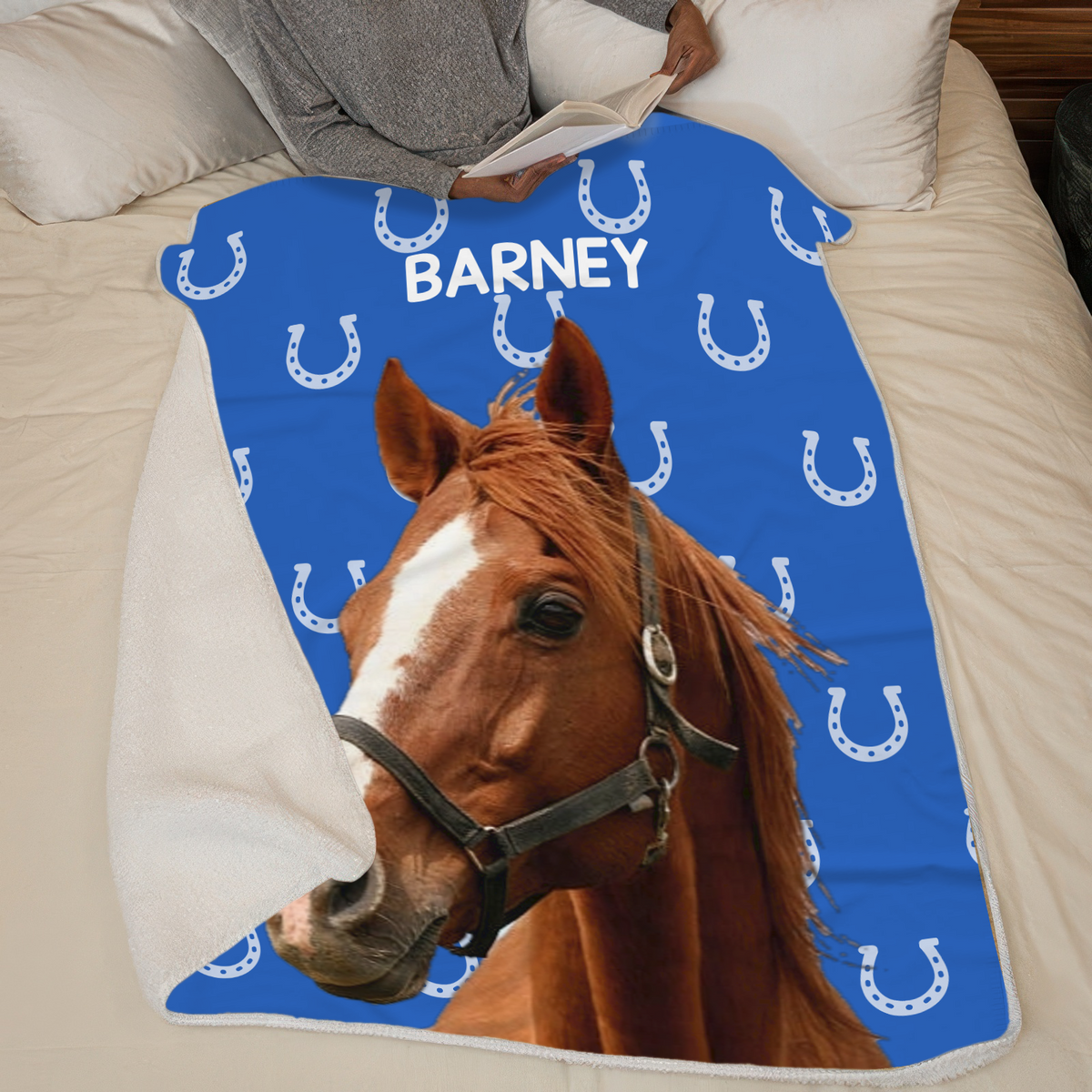 Custom Photo Horseshoe Print Multicolor - Personalized Custom Blanket - Gift For Horse Riding, Riders, Horse Lovers