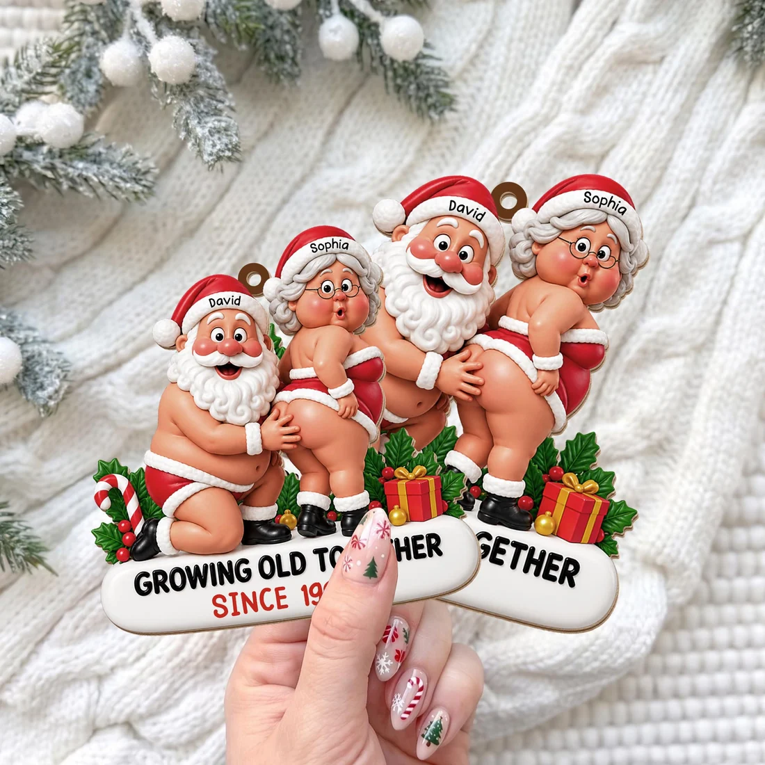 Couple Growing Old Together - Personalized Wood Ornament - Christmas Gift For Her/Him, Husband/Wife, Couple On Anniversary