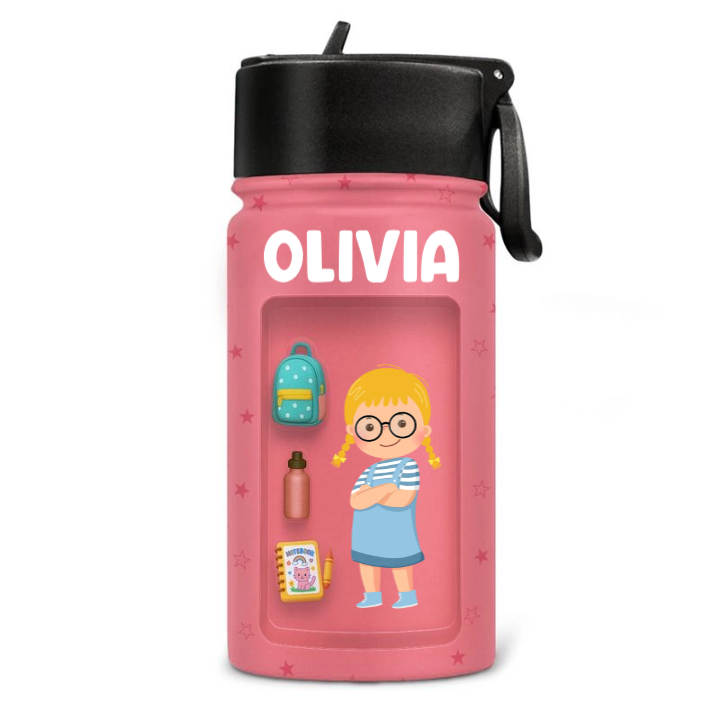 Kid Back To School - Personalized Kids Stainless Steel Water Bottle - Custom Gift For Back To School, First Day of School - Student, Son, Daughter | Kindergarten, Pre-K, Preschool