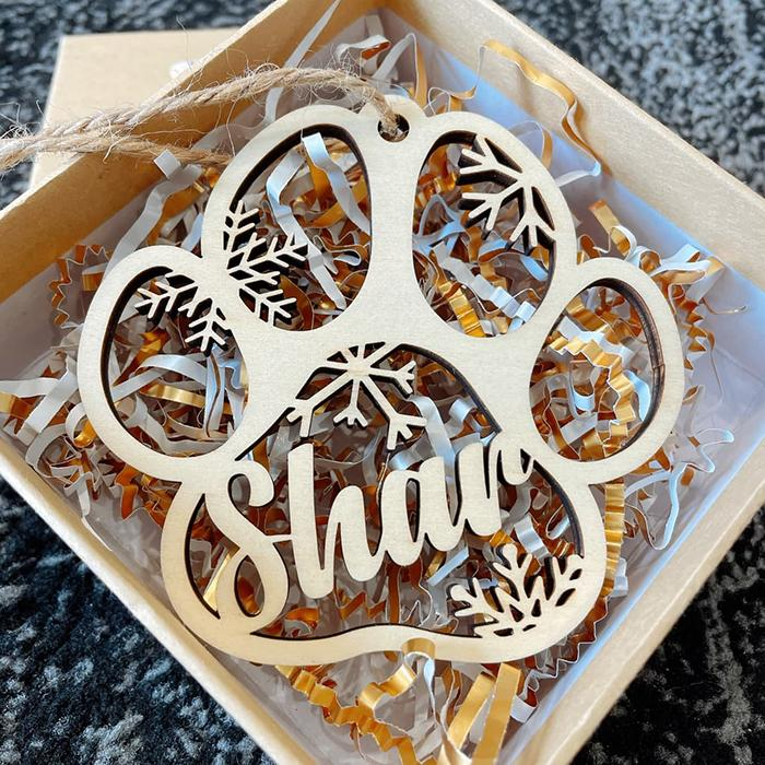 Happy Christmas With Fur Babies Dog/Cat custom shaped wood ornament, alternate view 3