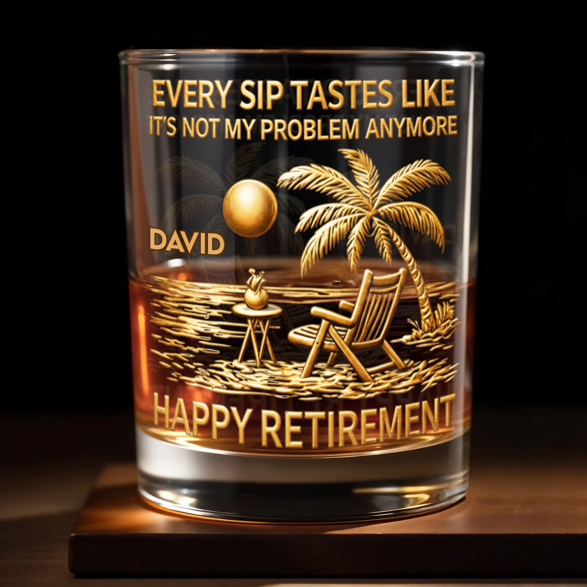 Every Sip Tastes Like Happy Retirement - Personalized Custom Whiskey Glass - Retirement Gift For Colleagues, Mom, Dad, Grandparent