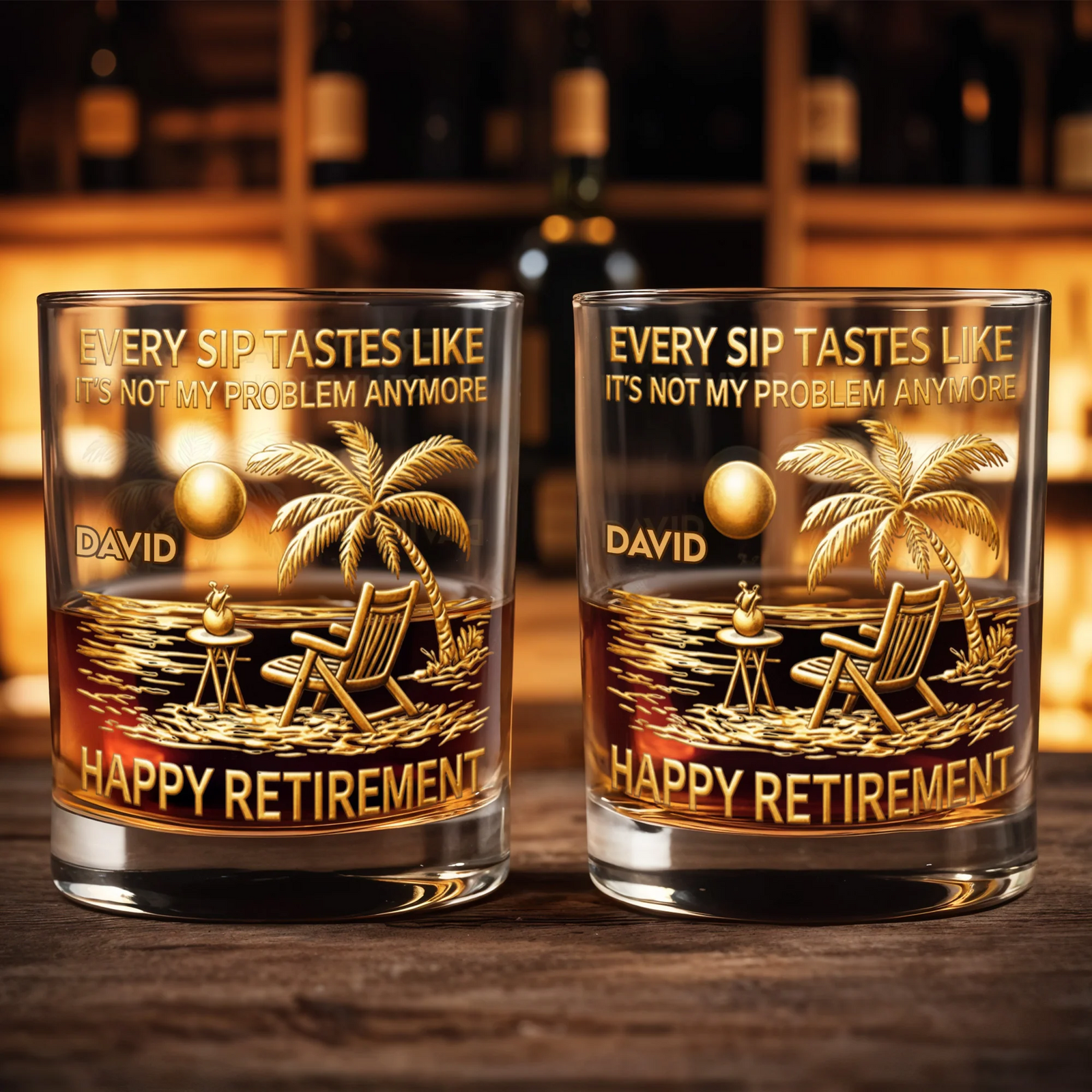 Every Sip Tastes Like Happy Retirement - Personalized Custom Whiskey Glass - Retirement Gift For Colleagues, Mom, Dad, Grandparent