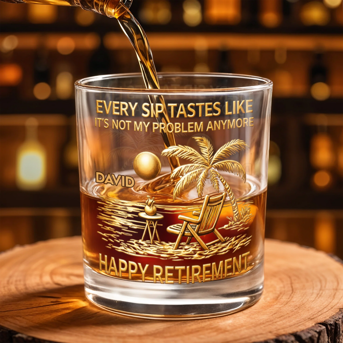 Every Sip Tastes Like Happy Retirement - Personalized Custom Whiskey Glass - Retirement Gift For Colleagues, Mom, Dad, Grandparent