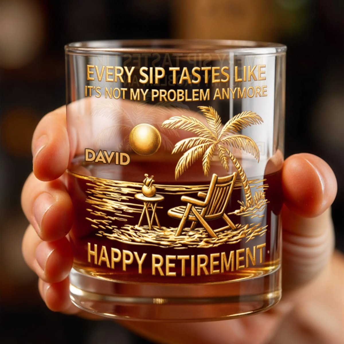 Every Sip Tastes Like Happy Retirement - Personalized Custom Whiskey Glass - Retirement Gift For Colleagues, Mom, Dad, Grandparent