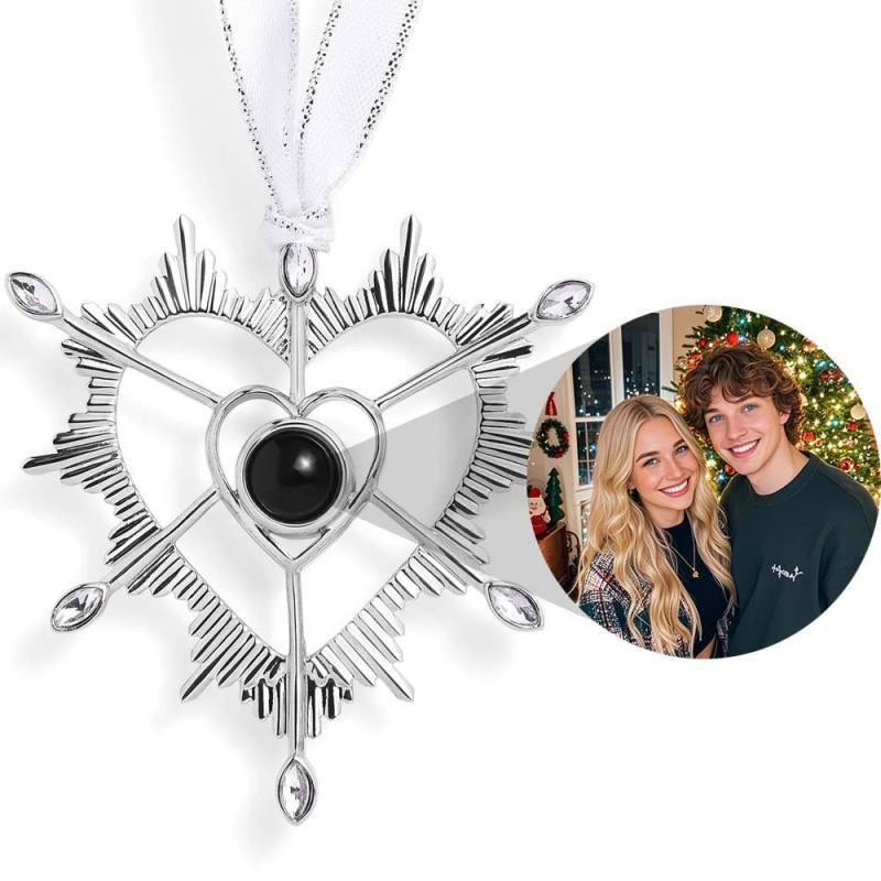 Custom Photo Heart Projection Ornament, main view