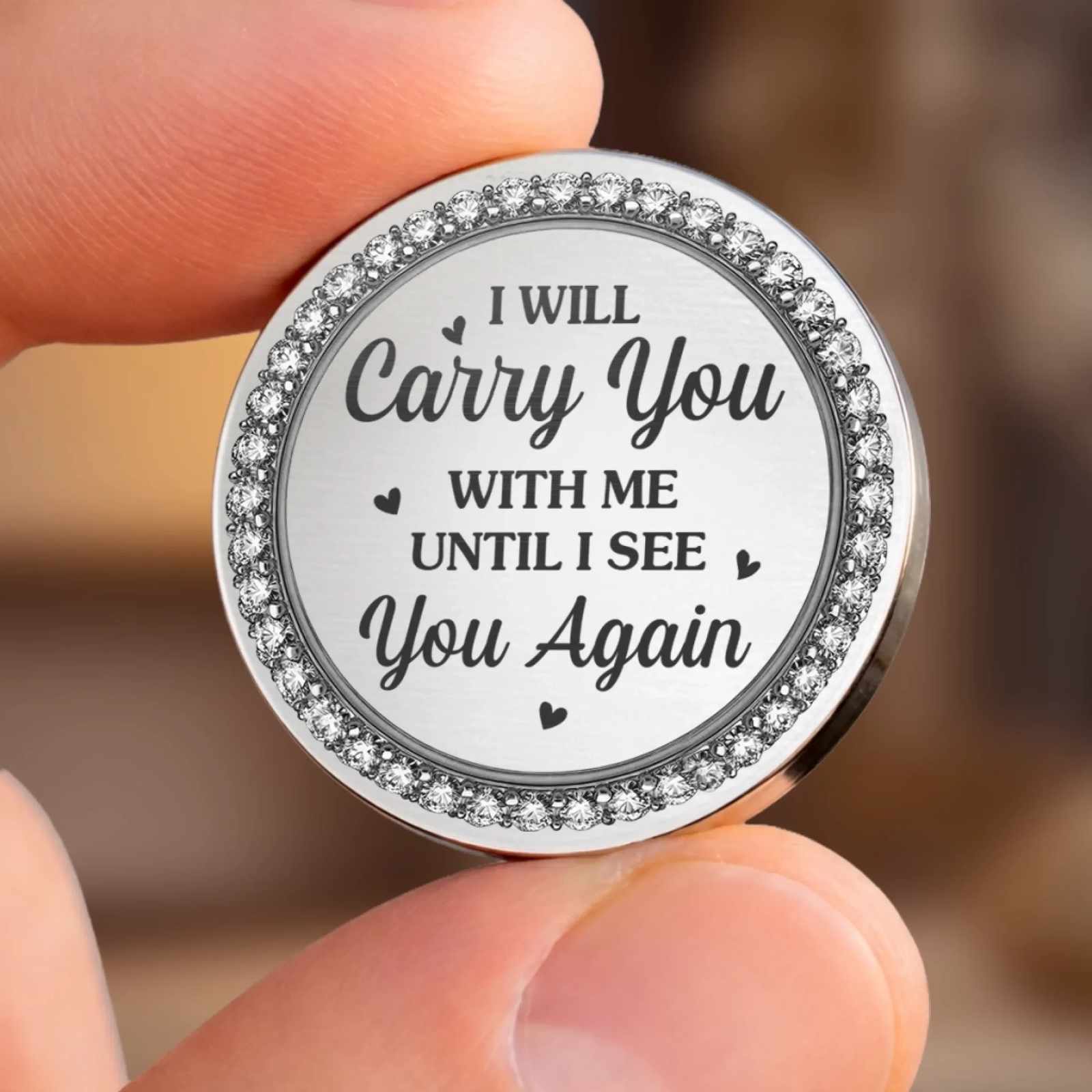 Heaven Holds You Memorial - Personalized Leather Pocket Hug - Memorial Sympathy Gifts For Loss Of Mom, Dad