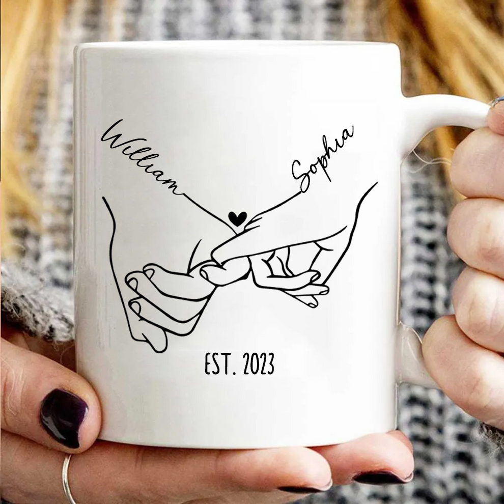 Personalized Holding Hands Couple mug, main view