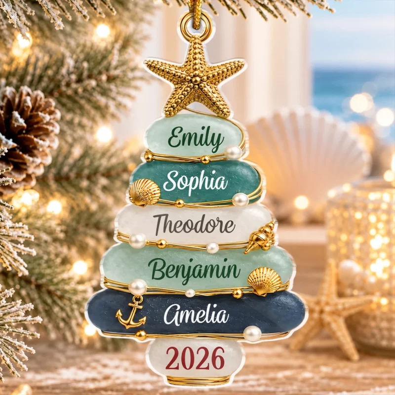 Holiday Cheer Starts With Family Christmas - Personalized Custom Shaped Acrylic Ornament - Christmas Gifts For Family, Mom, Dad, Brother, Sister