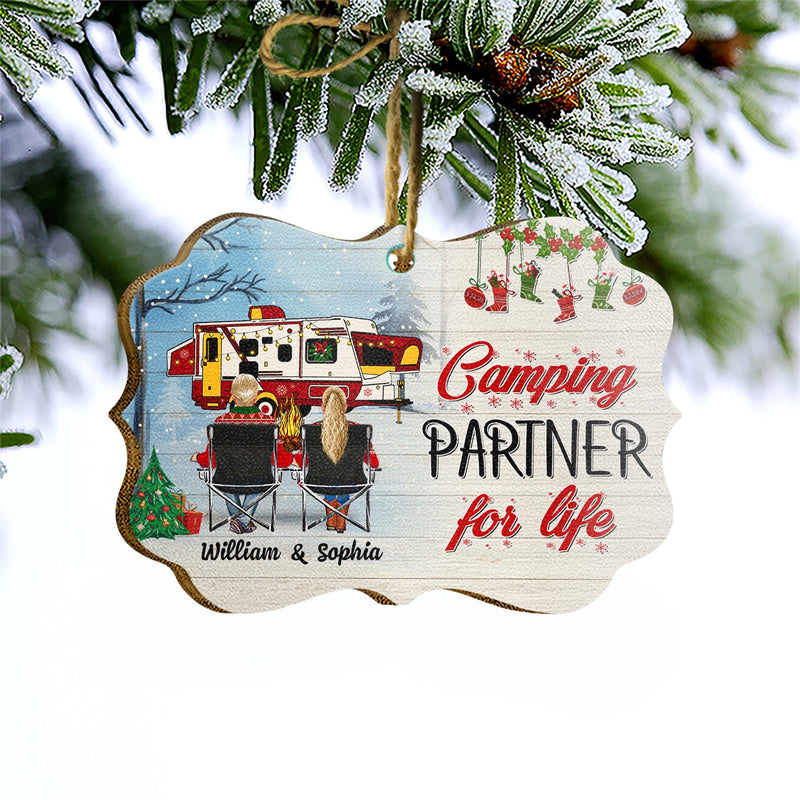 Home Is Where Happy Campers - Personalized Medallion Wooden Ornament - Christmas Gift For Camping Lovers
