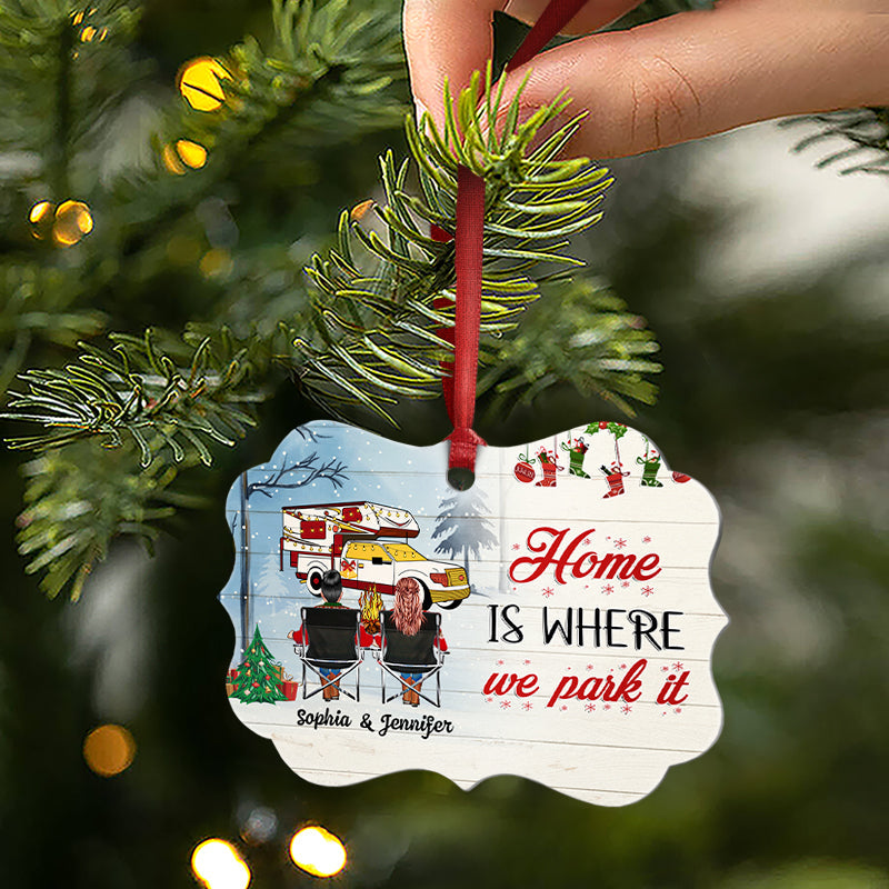Home Is Where Happy Campers - Personalized Medallion Wooden Ornament - Christmas Gift For Camping Lovers