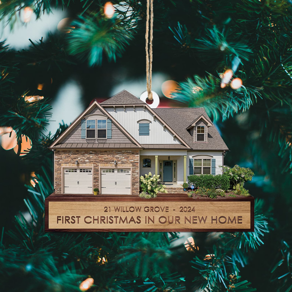 Custom House Photo Ornament, House Photo Ornament, Christmas personalized custom shaped acrylic ornament, main view