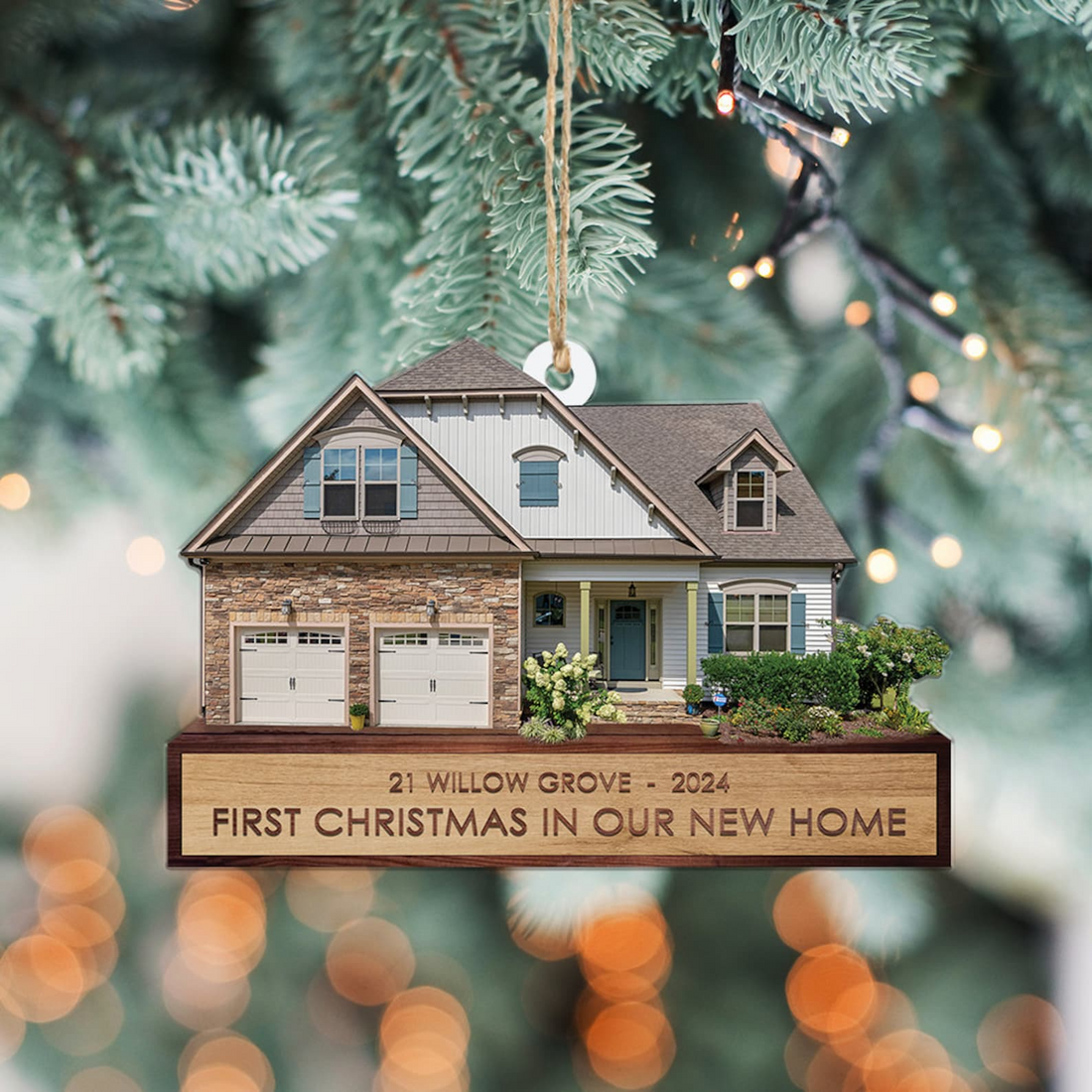 Custom House Photo Ornament, House Photo Ornament, Christmas personalized custom shaped acrylic ornament, alternate view 5
