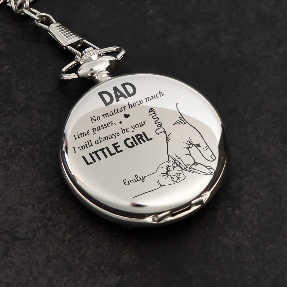 How Much Time Passes, I Will Always Be Your Little Girl - Personalized Pocket Watch - Father's Day Gift for Dad, Daddy